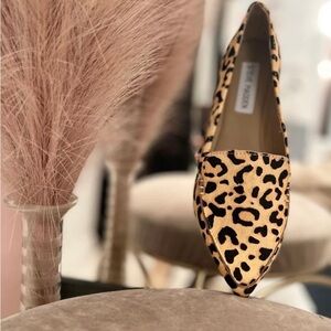 Steve Madden Real Fur Animal Print Loafer Flats Size: 7.5